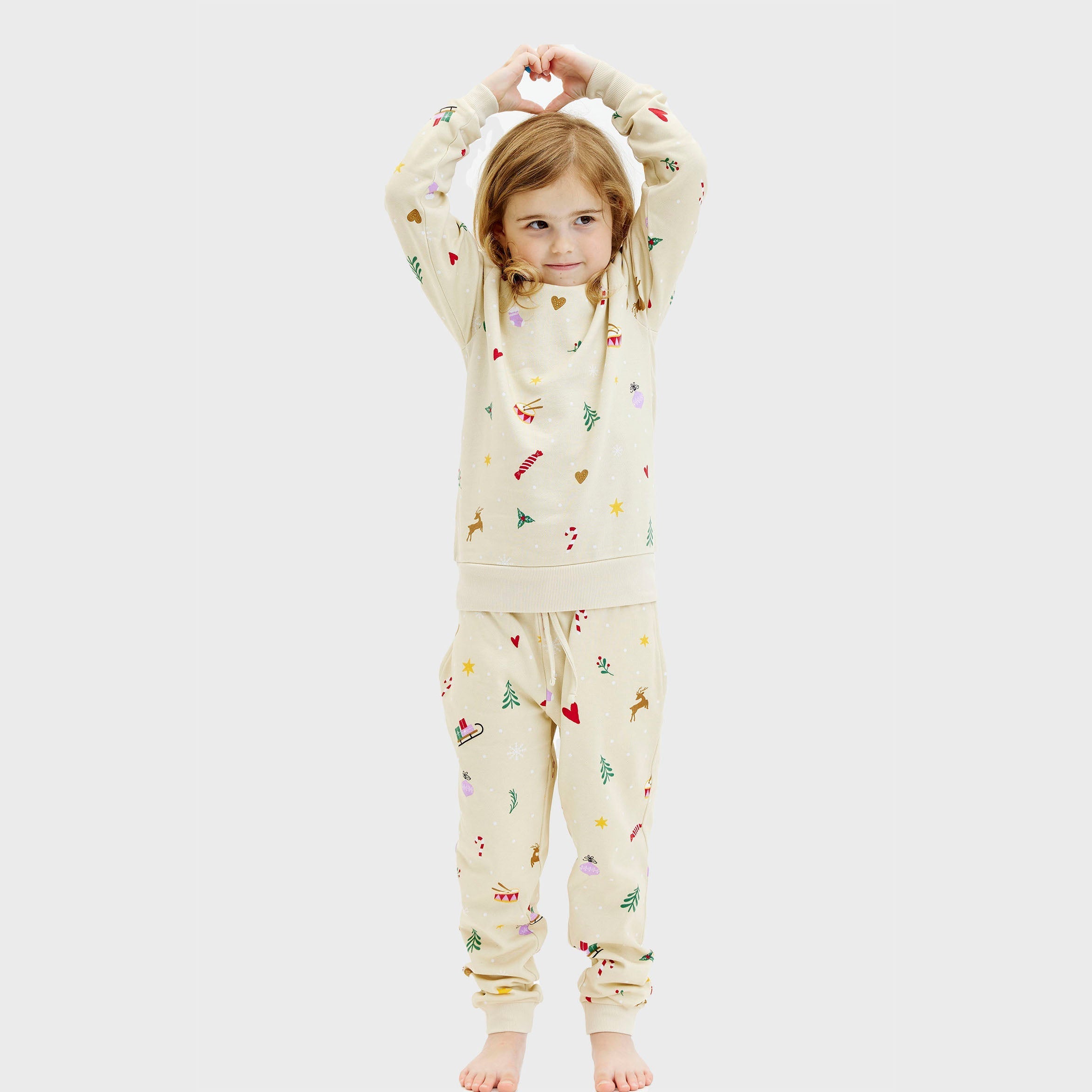 Kerst sweatset beige - Kinderen.